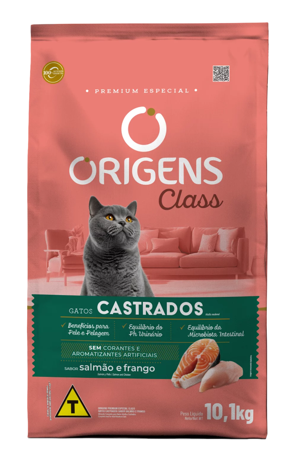 Embalagem de Origens Premium Especial Class Gatos Castrados Sabor Salmão e Frango