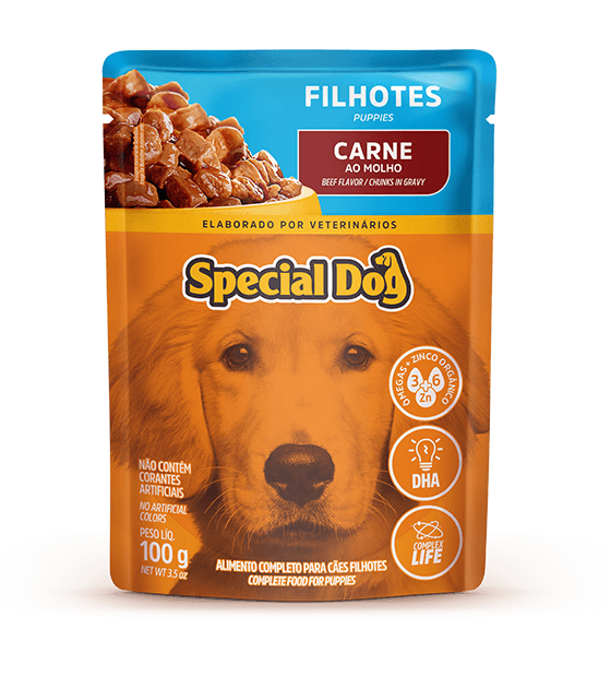 Embalagem de Special Dog Cães Filhotes Sabor Carne (Sachê)