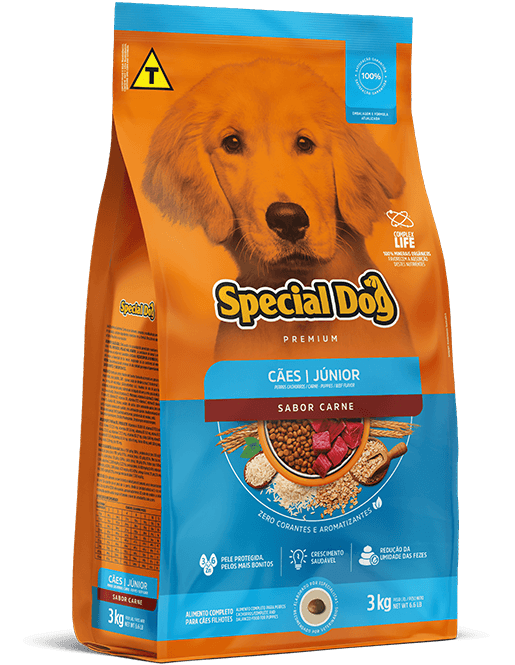 Embalagem de Special Dog Júnior Sabor Carne