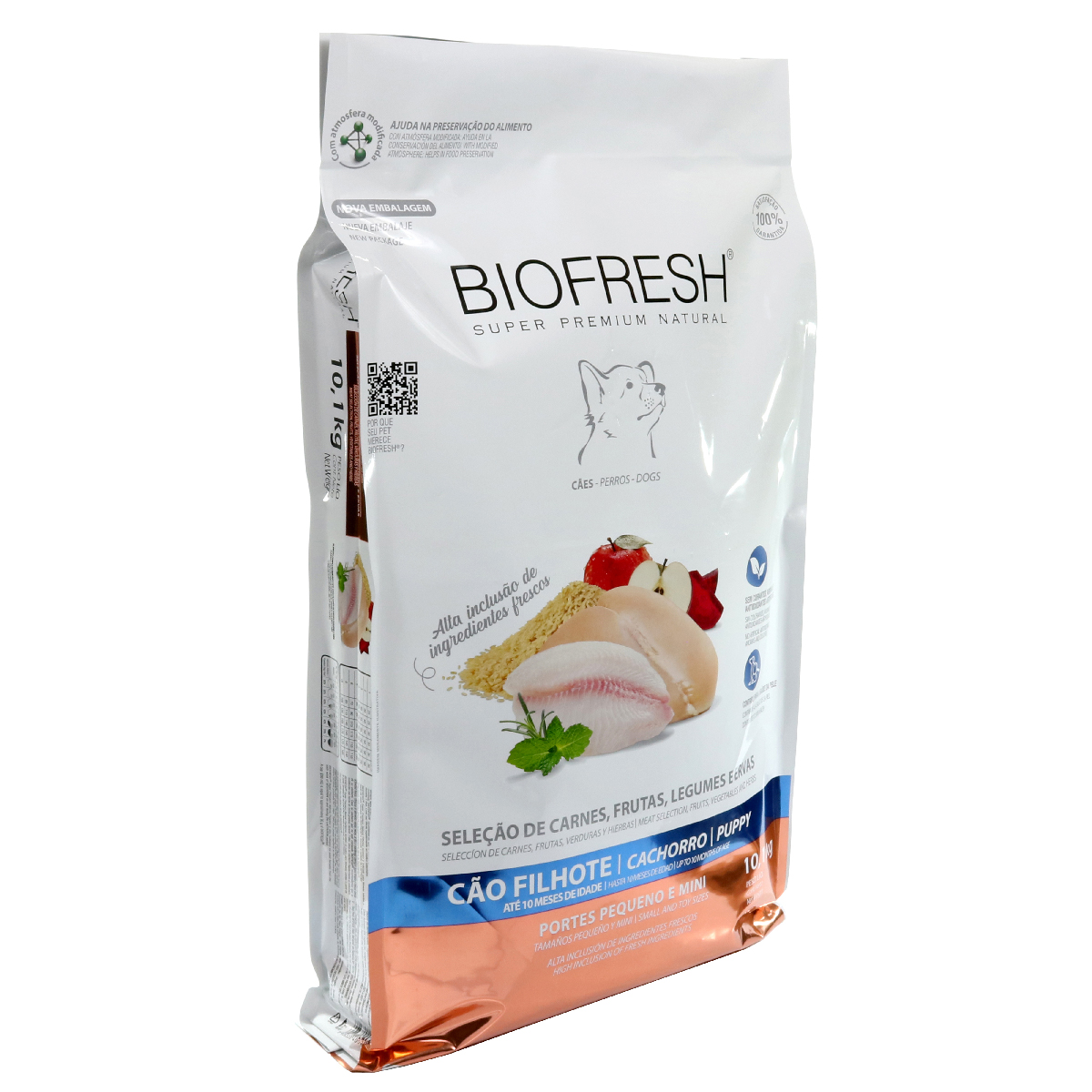 Embalagem de Biofresh Cão Filhote Raças Minis e Pequenas Mix de Carnes, Frutas e Vegetais