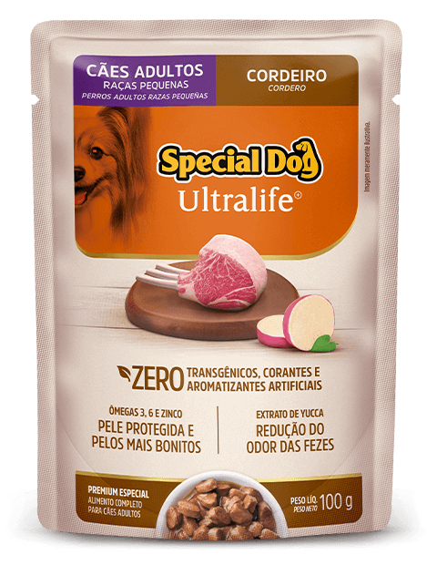 Embalagem de Special Dog Ultralife Cães Adultos Raças Pequenas Sabor Cordeiro (Sachê)