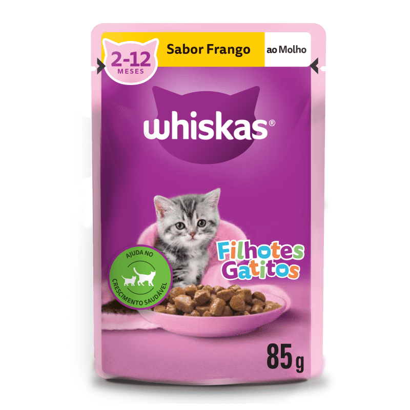 Embalagem de Whiskas Sachê Frango ao Molho para Gatos Filhotes