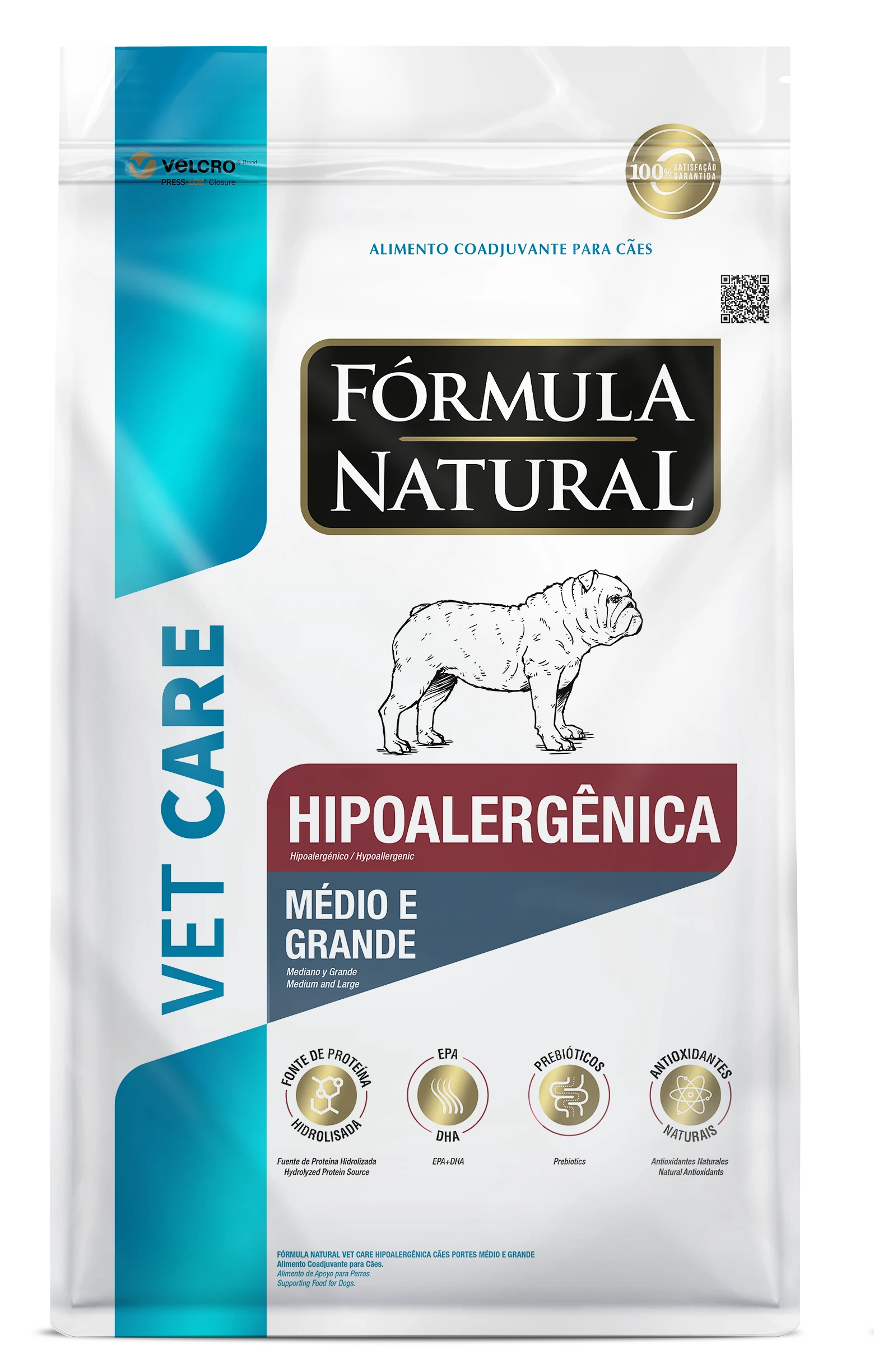 Packshot oficial de Fórmula Natural Vet Care Hipoalergênica Cães Portes Médio e Grande