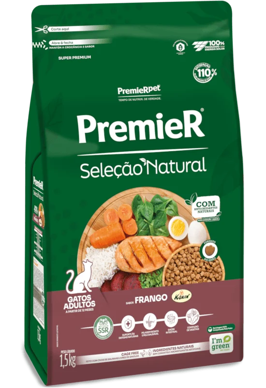 Embalagem de PremieR Seleção Natural Gatos Adultos Frango Korin