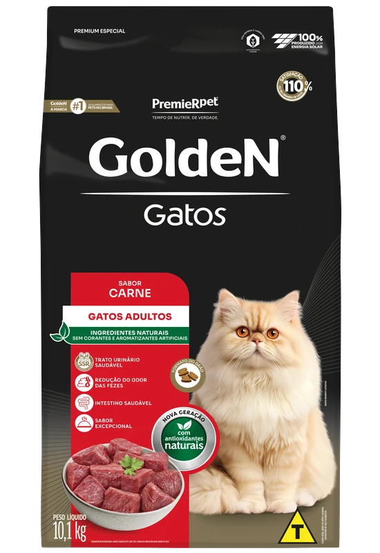 Embalagem de GoldeN Gatos Adultos Carne