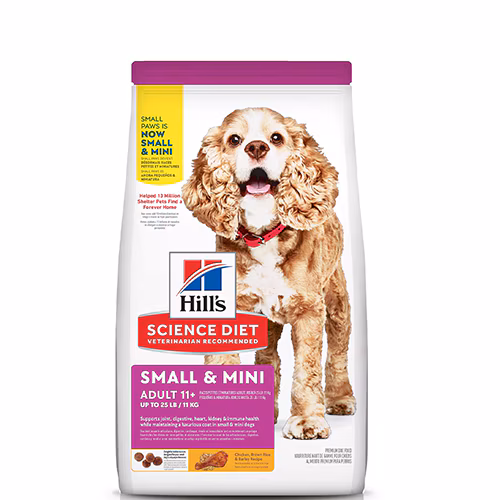 Embalagem de Hill's Science Diet Adulto 11+ Pequenos e Mini Cães Idosos