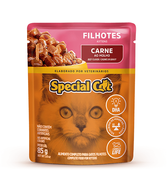 Embalagem de Special Cat Gatos Filhotes Sabor Carne (Sachê)