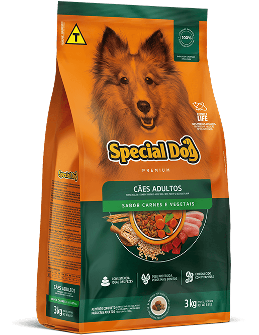 Embalagem de Special Dog Adultos Sabor Carnes e Vegetais