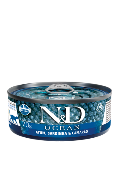Embalagem de N&D Ocean feline Atum, Sardinha & Camarão Adult Wet Food
