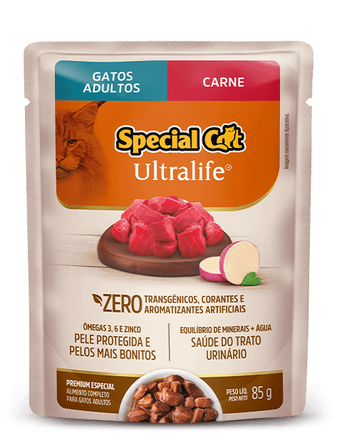 Embalagem de Special Cat Ultralife Gatos Adultos Sabor Carne (Sachê)