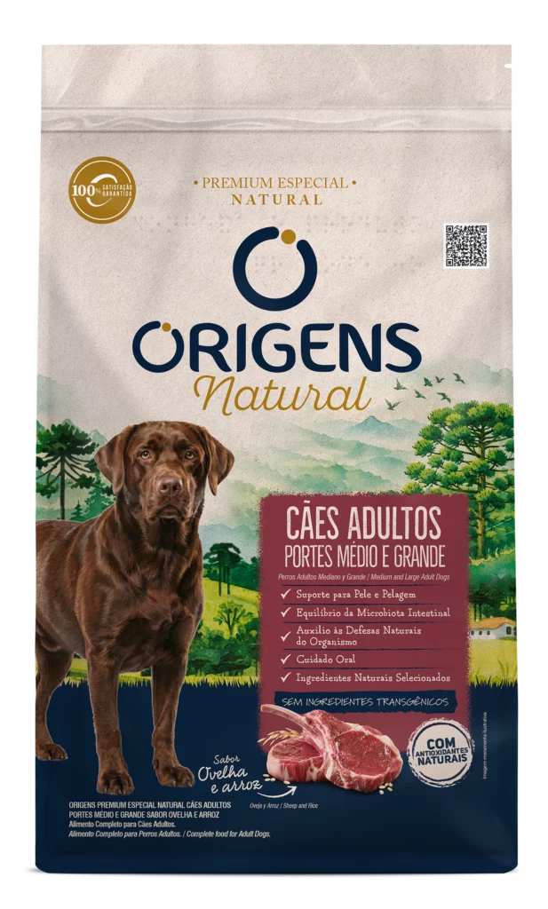 Embalagem de Origens Premium Especial Natural Cães Adultos Portes Médio e Grande Sabor Ovelha e Arroz