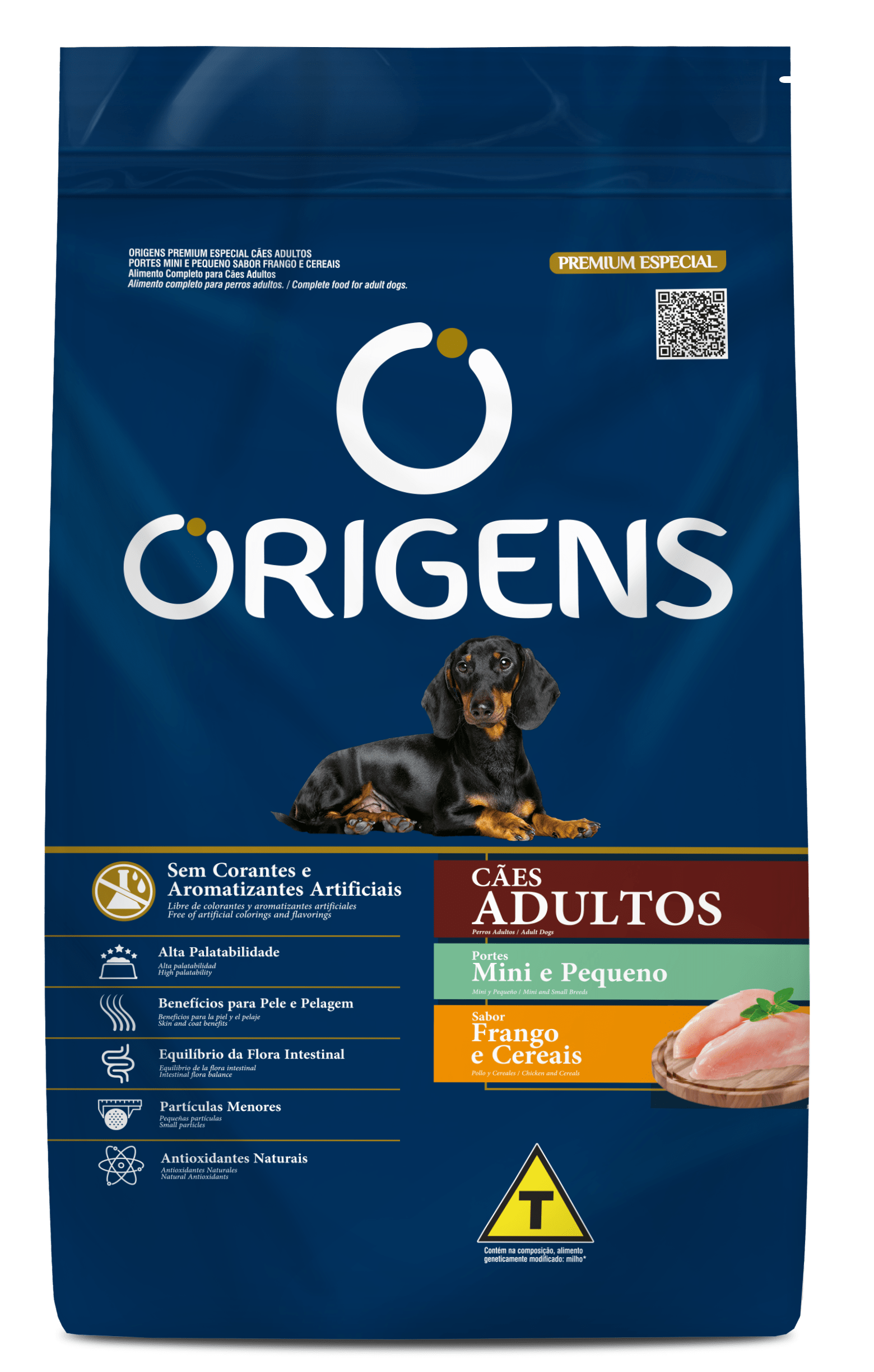 Embalagem de Origens Premium Especial Cães Adultos Portes Mini e Pequeno Sabor Frango e Cereais
