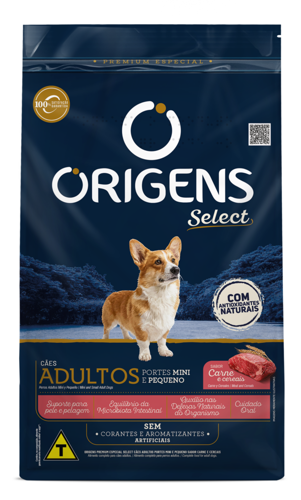 Embalagem de Origens Premium Especial Select Cães Adultos Portes Mini e Pequeno Sabor Carne e Cereais