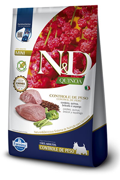 Embalagem de N&D Quinoa Canine Controle de Peso Adulto Mini Cordeiro