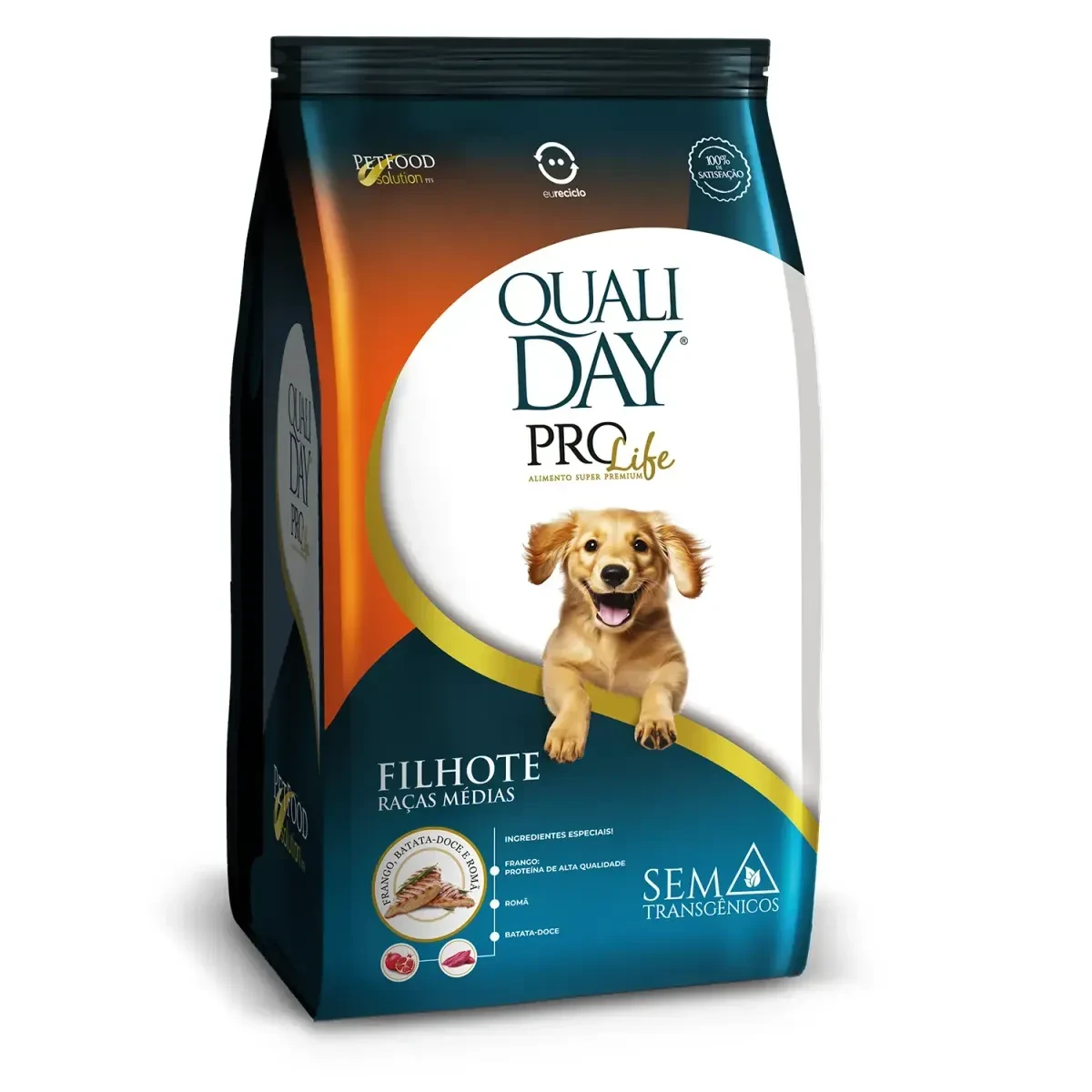 Packshot oficial de Qualiday Prolife Cães Filhotes Raças Médias Frango, Batata-doce e Romã