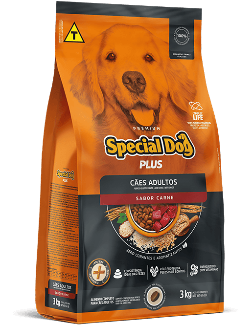 Embalagem de Special Dog Plus Adultos Sabor Carne