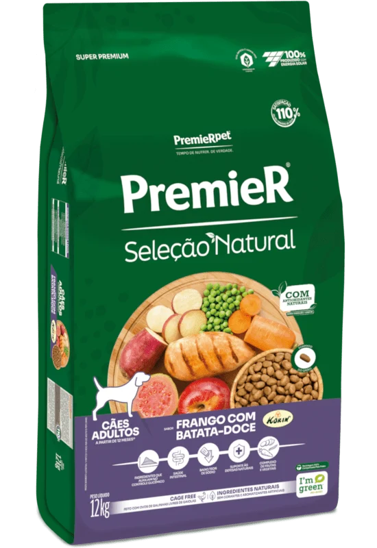 Embalagem de PremieR Seleção Natural Cães Adultos Frango Korin & Batata-doce