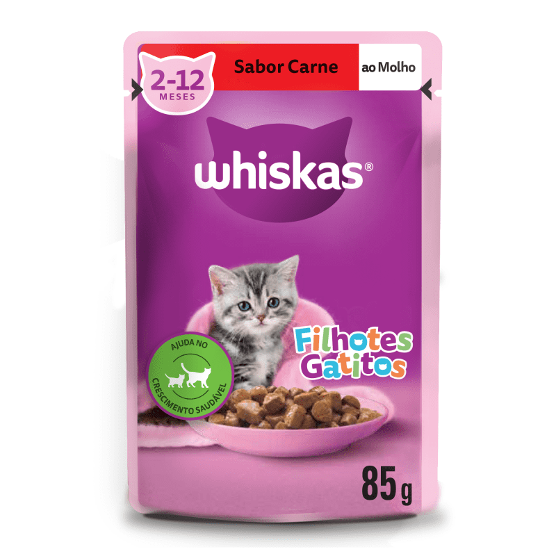 Embalagem de Whiskas Sachê Carne ao Molho para Gatos Filhotes