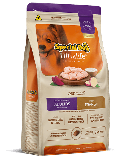 Embalagem de Special Dog Ultralife Cães Raças Pequenas Adultos Sabor Frango