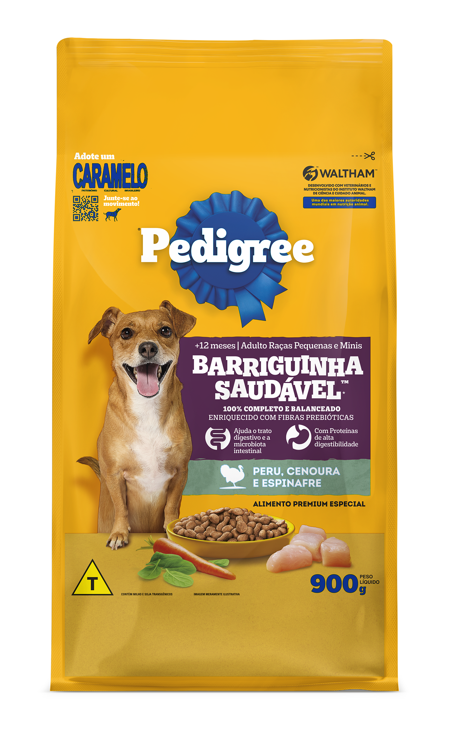 Embalagem de Pedigree Barriguinha Saudável Adulto Sabor Peru, Cenoura e Espinafre