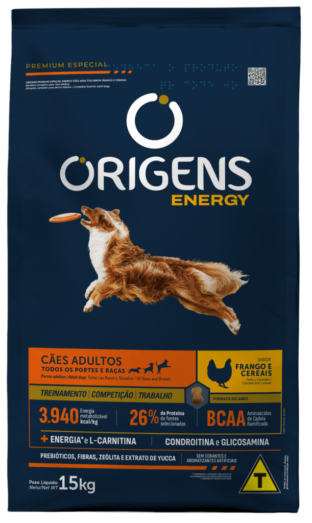 Embalagem de Origens Premium Especial Energy Cães Adultos Sabor Frango e Cereais