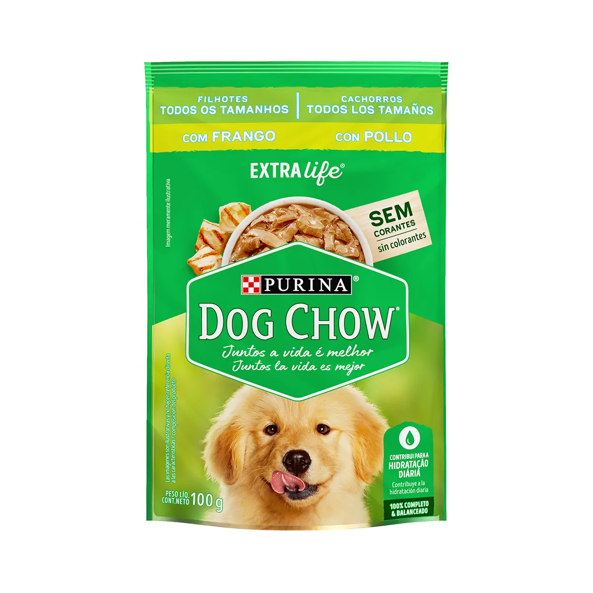 Embalagem de Dog Chow Extralife Sachê para Cães Filhotes Sabor Frango