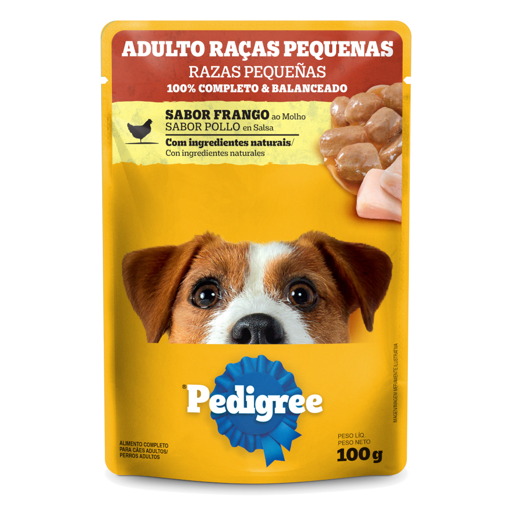 Embalagem de Pedigree Sachê Adulto Raças Pequenas Sabor Frango ao Molho