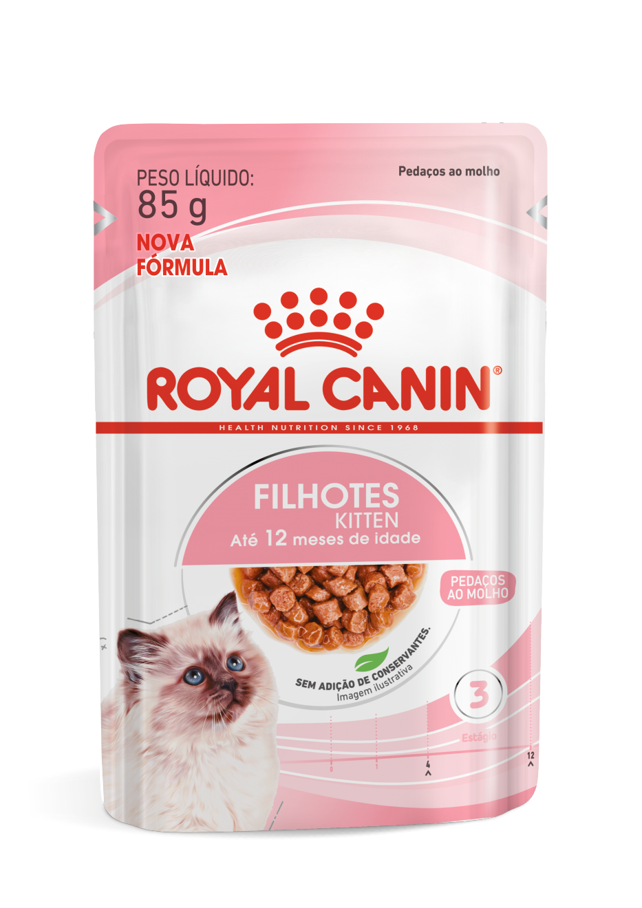 Embalagem de Royal Canin Filhotes e Kitten - Alimento Úmido