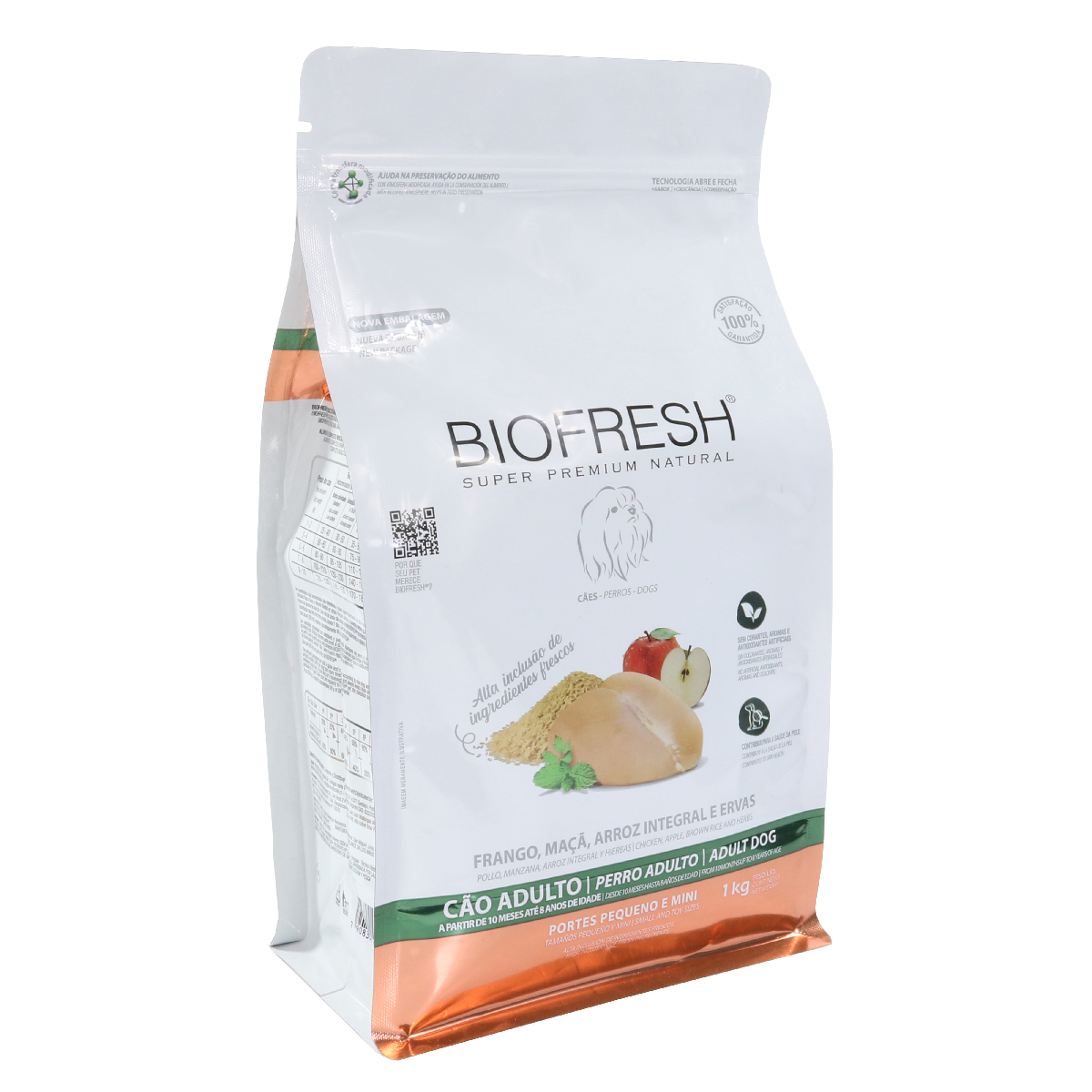 Embalagem de Biofresh Cão Adulto Raças Minis e Pequenas Frango, Maçã e Arroz Integral