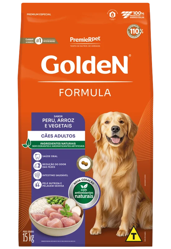 Embalagem de GoldeN Formula Cães Adultos Peru & Arroz