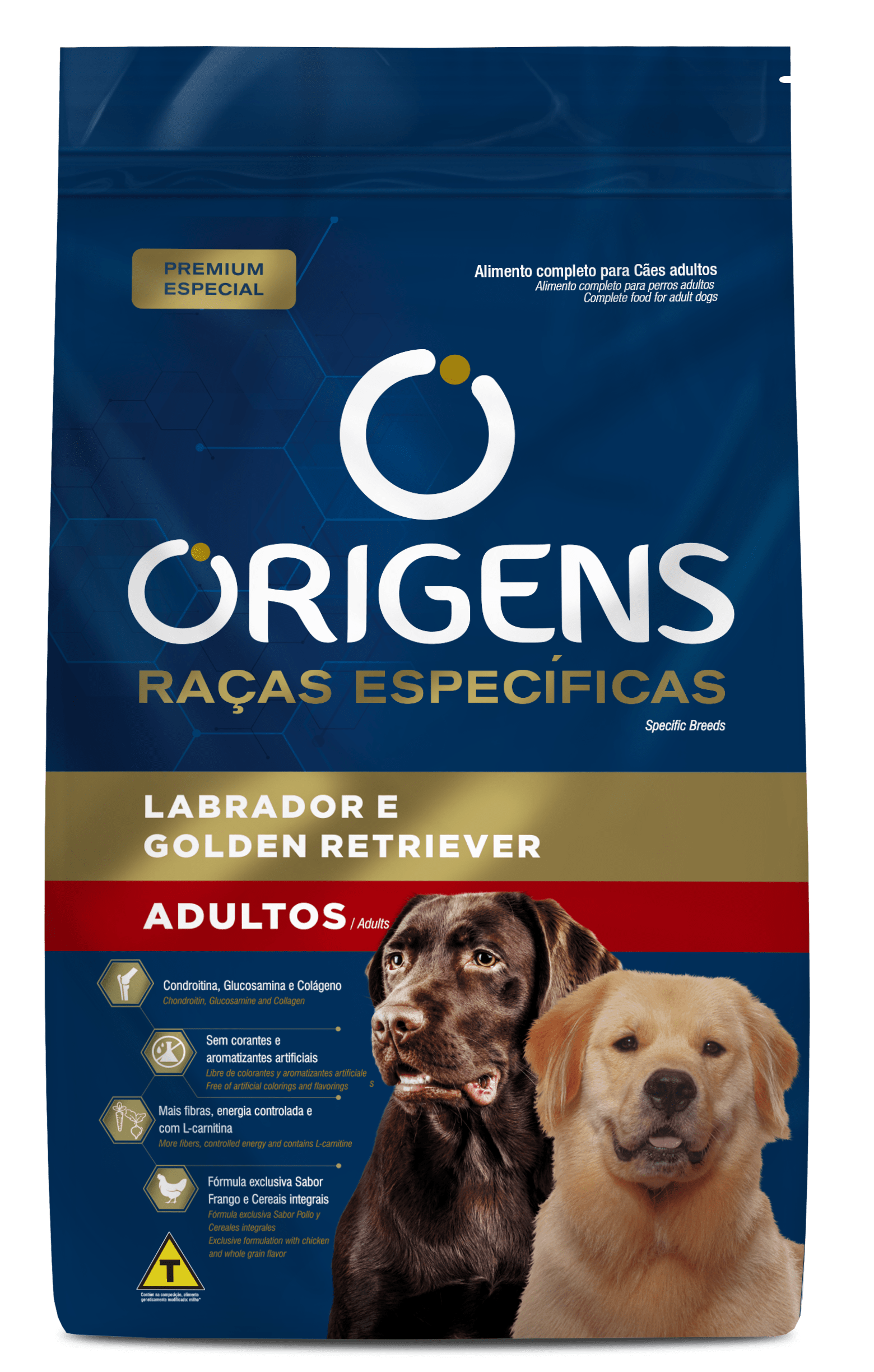 Embalagem de Origens Premium Especial Raças Específicas Cães Adultos Labrador e Golden Retriever