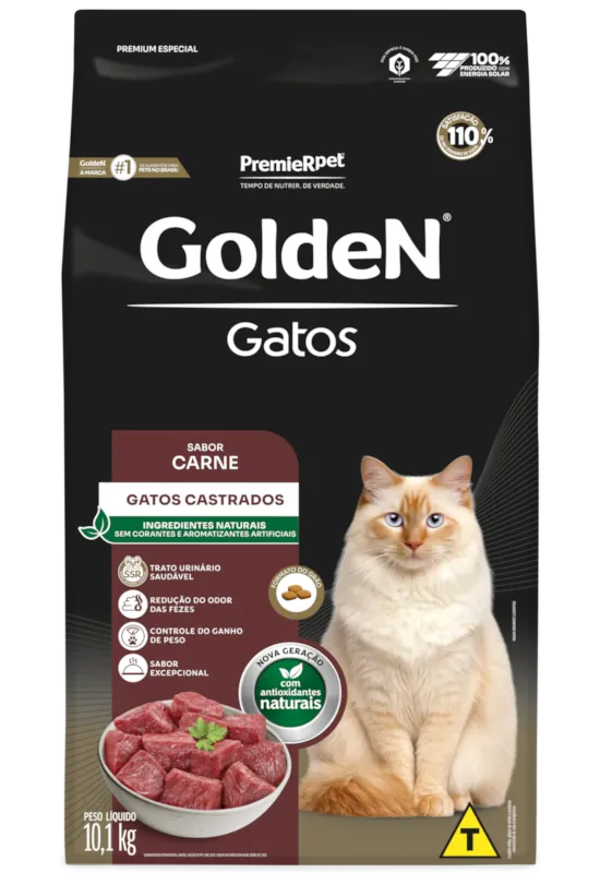 Embalagem de GoldeN Gatos Castrados Carne