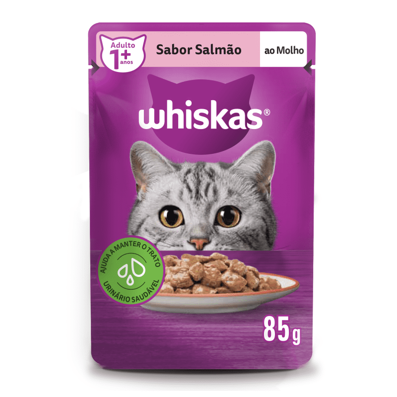 Embalagem de Whiskas Sachê Salmão ao Molho para Gatos Adultos