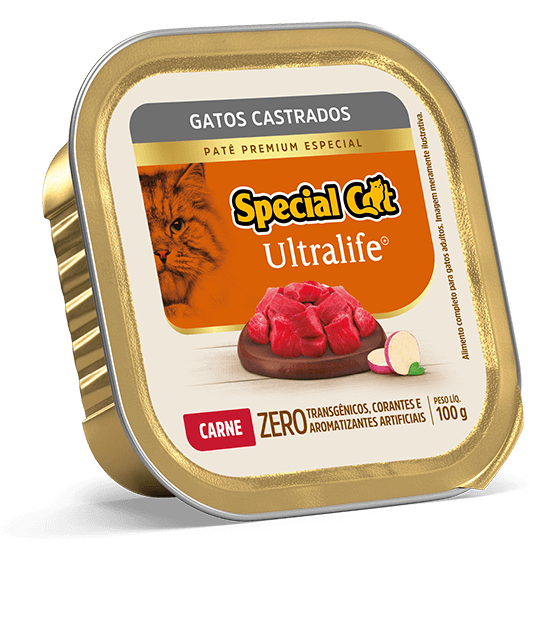 Embalagem de Patê Special Cat Ultralife Castrados Sabor Carne