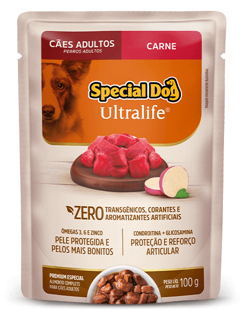 Embalagem de Special Dog Ultralife Cães Adultos Sabor Carne (Sachê)