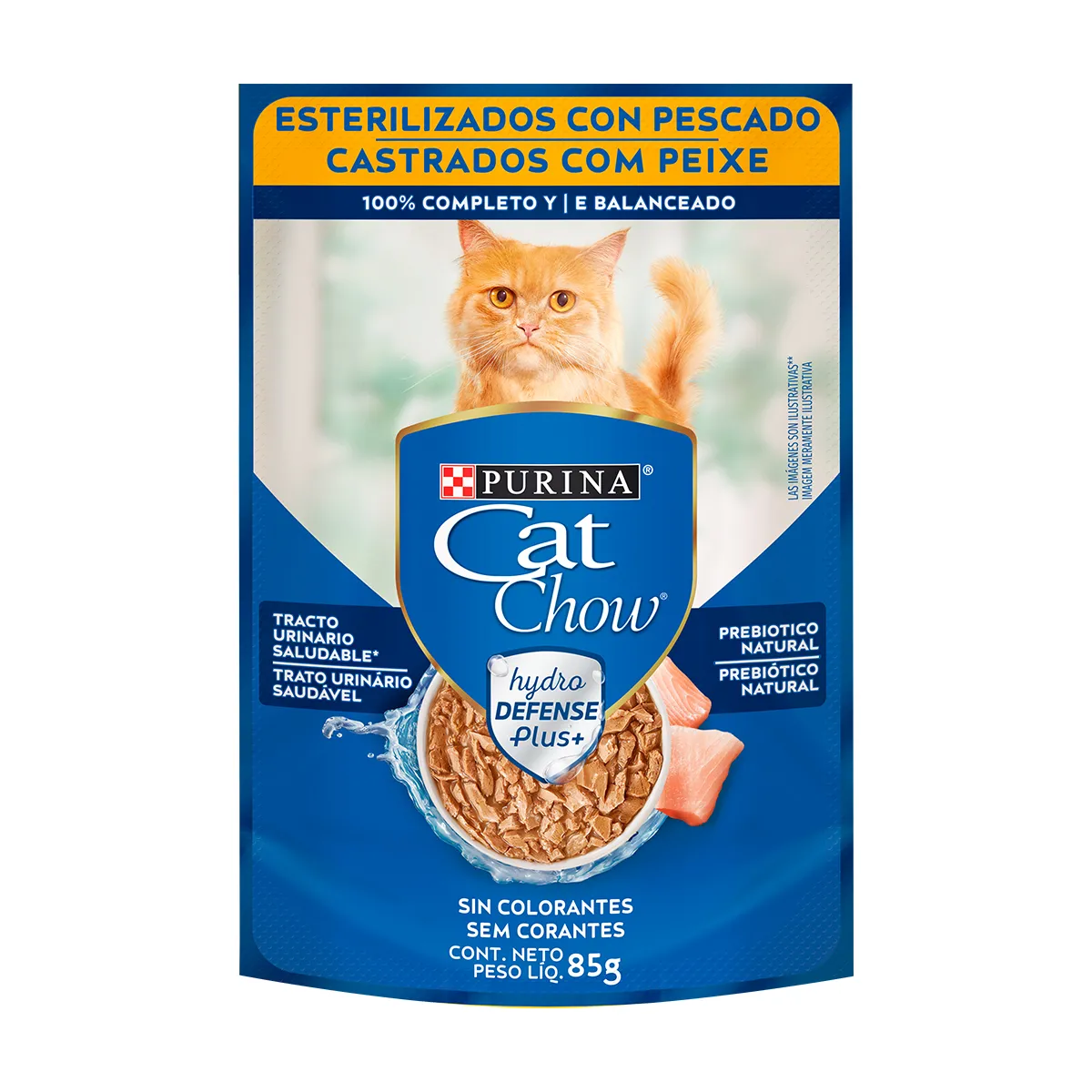 Embalagem de Cat Chow para Gato Castrado Sabor Peixe ao Molho