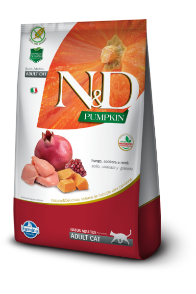 Embalagem de N&D Pumpkin Feline Frango, abóbora e Romã