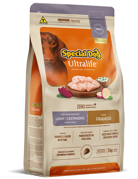 Embalagem de Special Dog Ultralife Cães Raças Pequenas Light / Castrados Sabor Frango