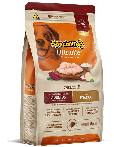 Embalagem de Special Dog Ultralife Cães Raças Médias e Grandes Adultos Sabor Frango
