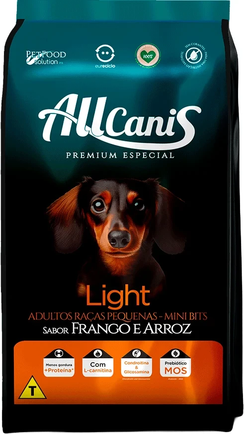 Packshot oficial de Allcanis Cães Adultos Castrados Light Raças Pequenas Frango e Arroz