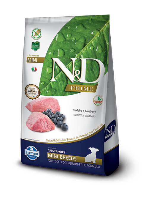 Embalagem de N&D Prime Canine Cordeiro & Blueberry Puppy Mini