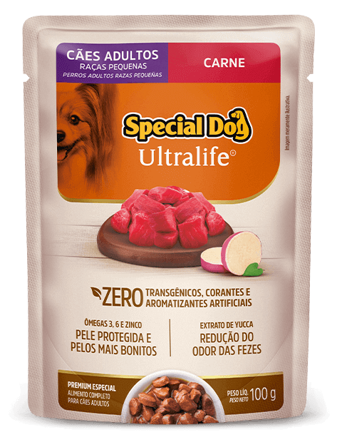 Embalagem de Special Dog Ultralife Cães Adultos Raças Pequenas Sabor Carne (Sachê)