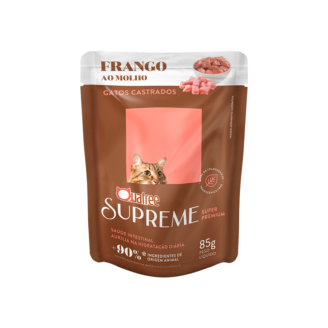 Embalagem de Quatree Supreme Úmido Gatos Castrados Frango ao Molho