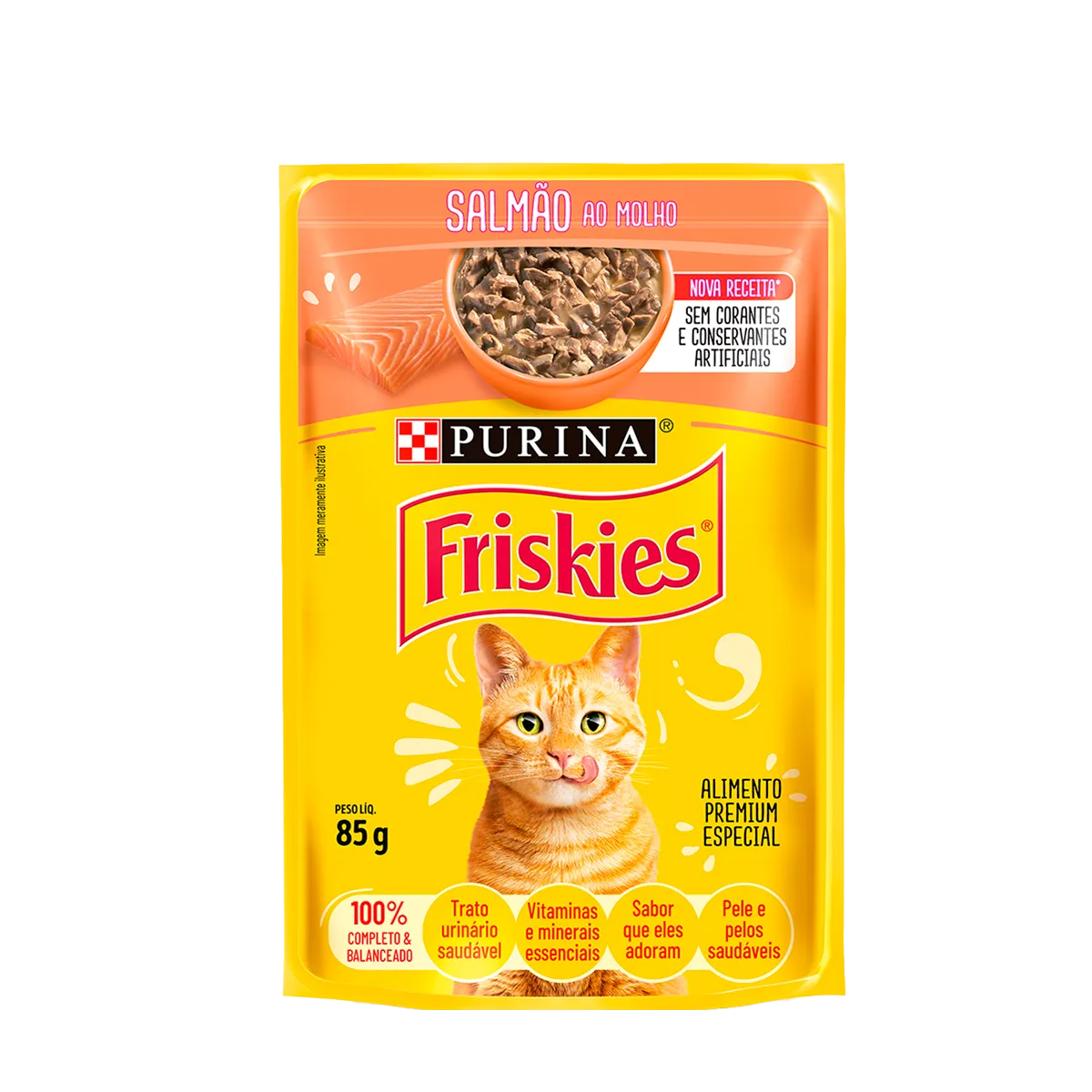Embalagem de Purina Friskies Gatos Adultos Salmão ao Molho (Sachê)