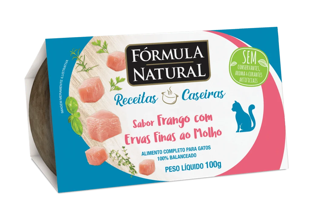 Embalagem de Fórmula Natural Receitas Caseiras Gatos Adultos Frango com Ervas Finas ao Molho