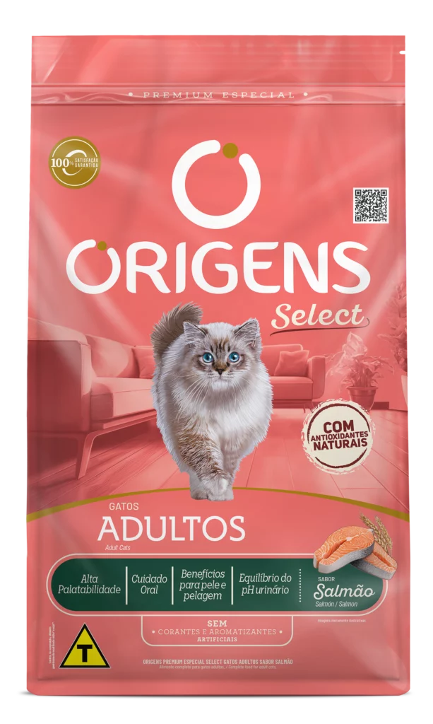 Embalagem de Origens Premium Especial Select Gatos Adultos Sabor Salmão