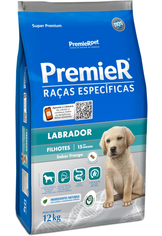 Embalagem de PremieR Raças Específicas Labrador Filhotes Porte Grande Frango