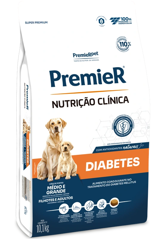 Packshot oficial de PremieR Nutrição Clínica Cães Porte Médio & Grande Diabetes