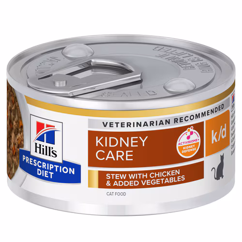 Packshot oficial de Hill's Prescription Diet k/d para Gatos Adultos Cuidado Renal Lata