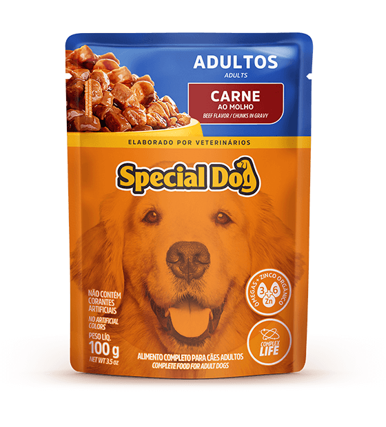 Embalagem de Special Dog Cães Adultos Sabor Carne (Sachê)